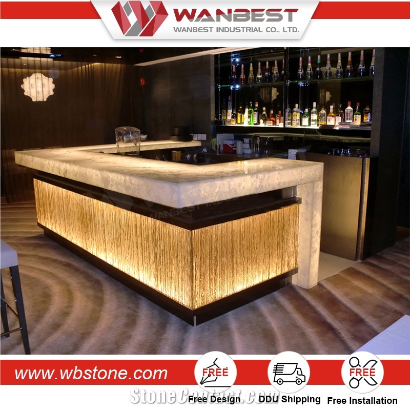 Modern Design Bending Solid Surface Snack Bar Counter Design for Sale
