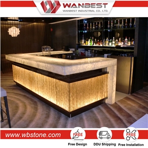 Modern Design Bending Solid Surface Snack Bar Counter Design for Sale