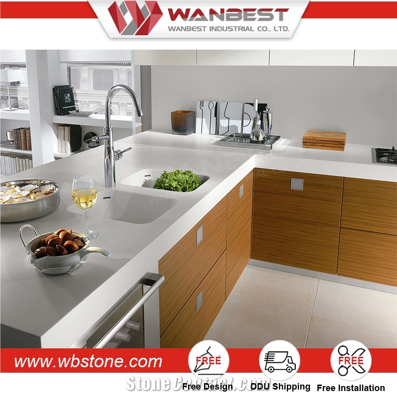 Modern Design Solid Surface Precut Stone Commercial Kitchen Counters