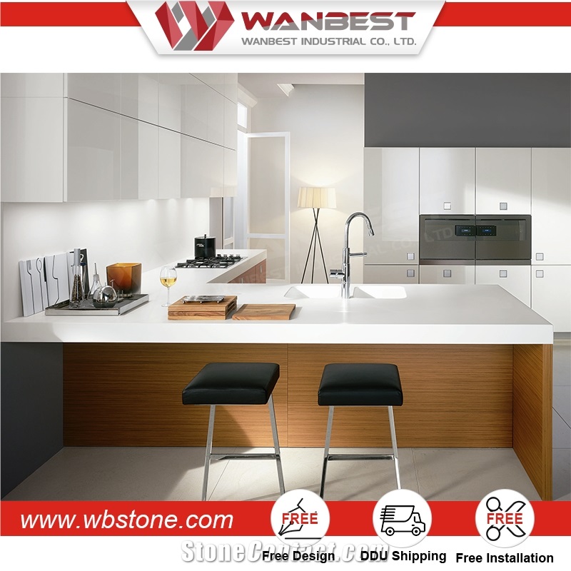 Modern Design Solid Surface Precut Stone Commercial Kitchen Counters