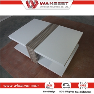 Moroccan Artificial Stone Coffee Table with Acrylic Solid Surface Leg