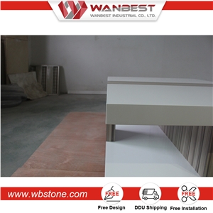Moroccan Artificial Stone Coffee Table with Acrylic Solid Surface Leg