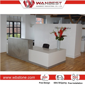 Office Shopping Mall Artificial Marble Front Reception Desk Design