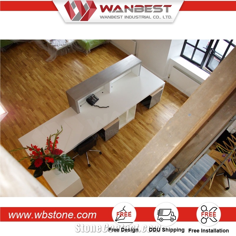 Office Shopping Mall Artificial Marble Front Reception Desk Design