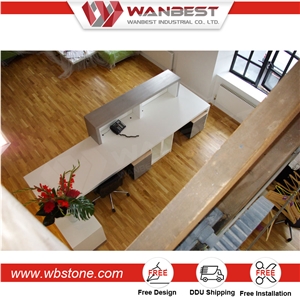 Office Shopping Mall Artificial Marble Front Reception Desk Design