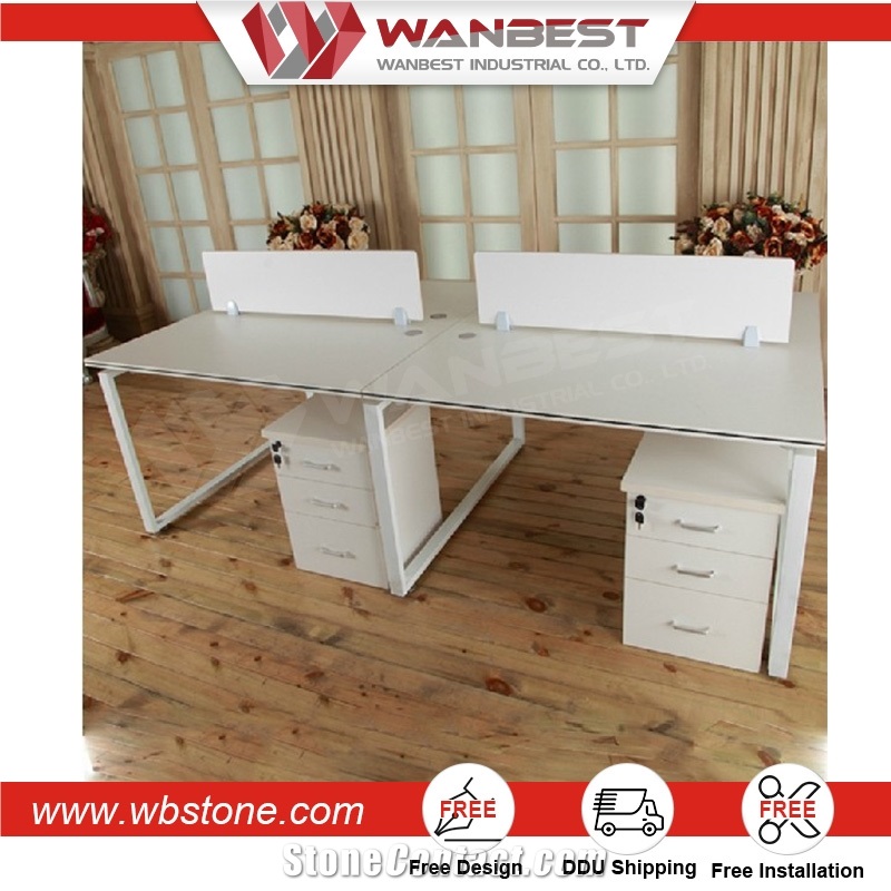 Office Workstations Modular Partitions 4 Person Marnle Top Office Desk
