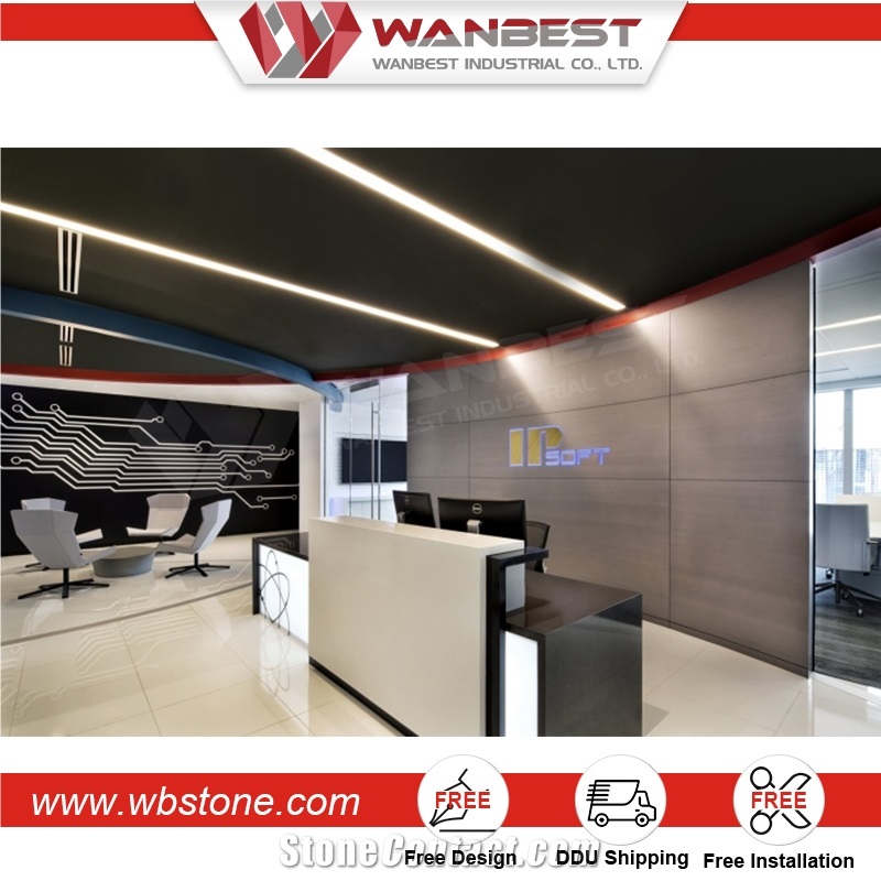 White and Black Front Desk for Commercial Space