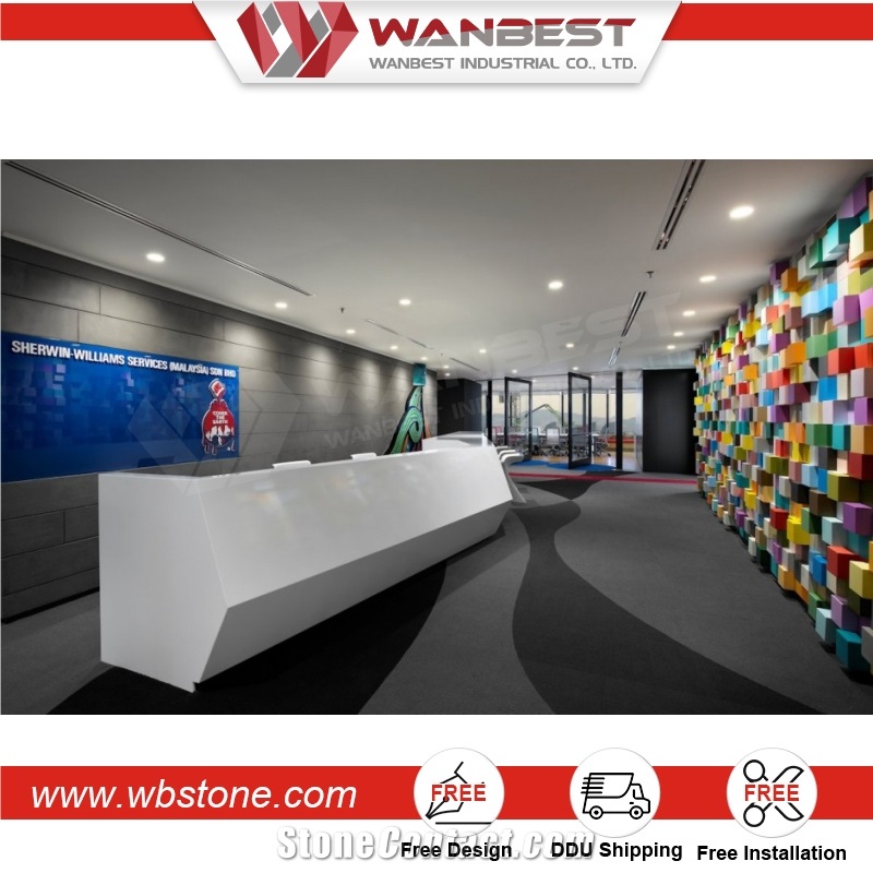 White and Black Front Desk for Commercial Space