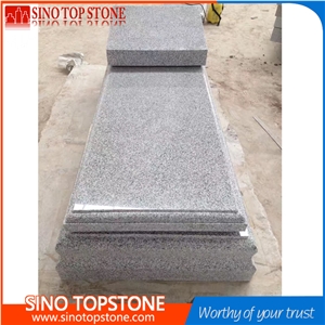 G603 White Sesame Granite Tombstone, Light Grey Granite Monument