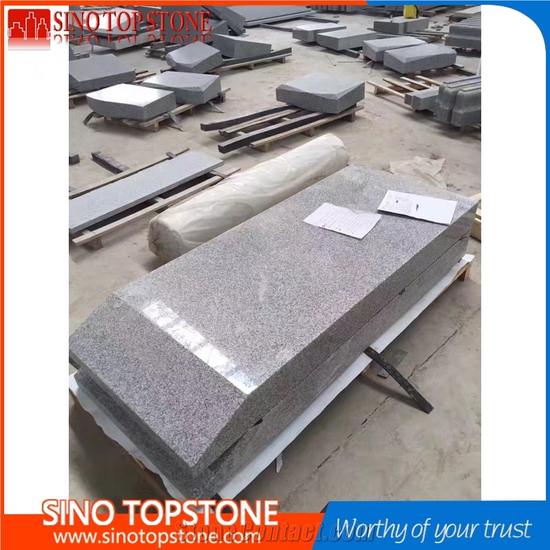 G603 White Sesame Granite Tombstone, Light Grey Granite Monument