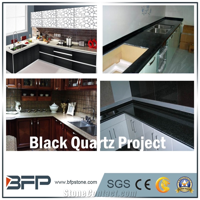 Hot Sale Black Engineered Quartz Stone for Kitchen Countertop