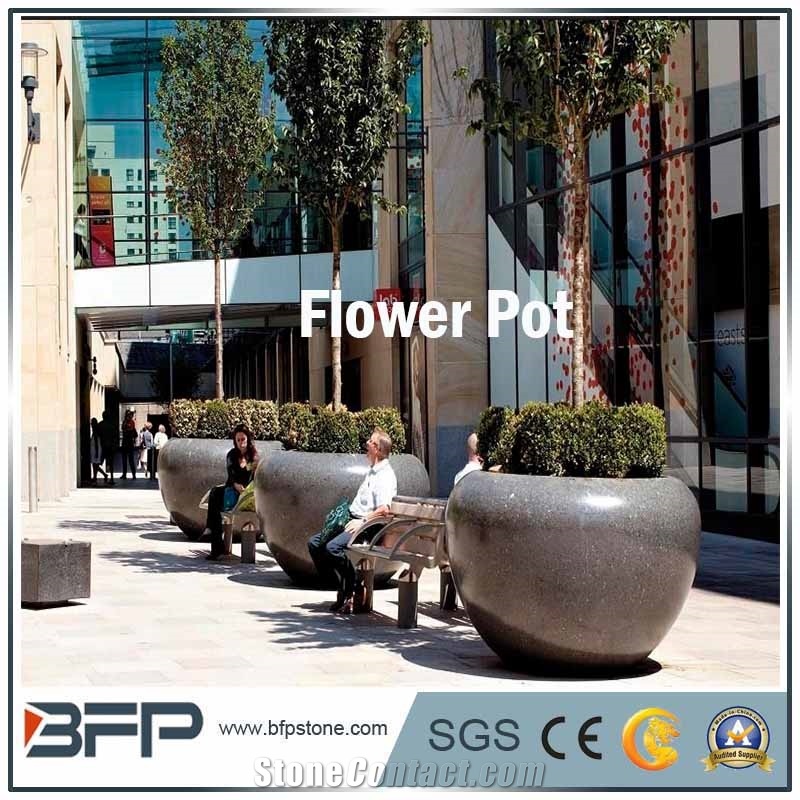 Stone Flower Pot, Stone Vase, Stone Flower Cups, Granite Decoration, Polished Stone Flower Pots