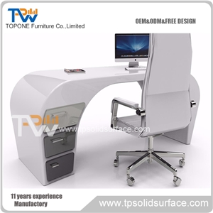2017 New Design Artificial Marble Stone Curved Fashion Office Table Top Design/ Corian Acrylic Solid Surface Office Table Tops for Office Furniture