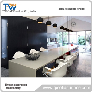 Acrylic Solid Surface Artificial Marble Stone White 8 Seats Square Dinning Tables Tops Design