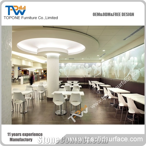 Artificial Marble Stone Dinning Table with White Acrylic Solid Surface Table Tops and Chairs for Sale