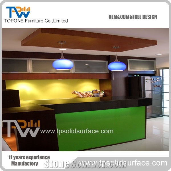 Black Artificail Marble Stone Bar Table Tops Made in China, Arched Bar Counter White Green Color Acrylic Solid Surface Front Panel Bar Table Designs