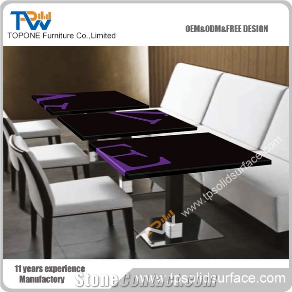 Black Color Square Artificial Marble Stone Dinning Table and Chairs Sets for Sale