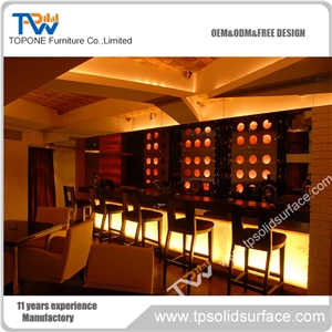 Chinese Factory Supply Artificial Marble Stone Acrylic Solid Surface Led Bar Counter Design for Bar Furniture