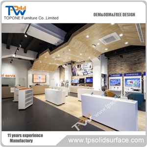 Corian Acrylic Solid Surface Exhibition Show Counter Design/Artficial Marble Stone Exhibition Bar Counter Design China Facotry Supply