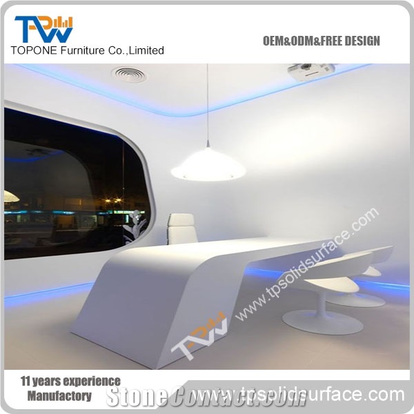 Modern Design White Artificial Marble Stone Corian Acrylic Solid Surface Office Table Tops Design for Sale