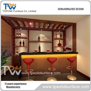 Round Artificial Marble Stone Fast Food Bar Counter with Acrylic Solid Surface Table Tops Modern Design