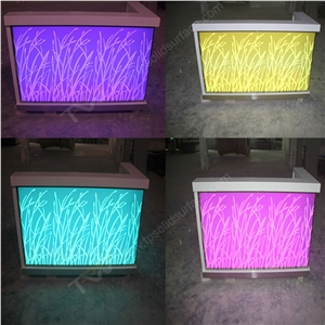 Small Led Light Rgb Color Acrylic Solid Surface Bar Counter Top Design, Artificial Marble Stone Led Light Bar Counter Tops for Bar Furniture Small Led Light Rgb Color Acrylic Solid Surface Bar Counter Top Design, Artificial Marble Stone Led Light Bar Counter Tops for Bar Furniture