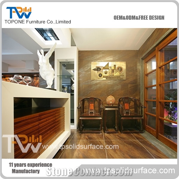 White Artificial Marble Stone Restaurant Bar Counter with Acrylic Solid Surface Restaurant Bar Table Tops for Sale