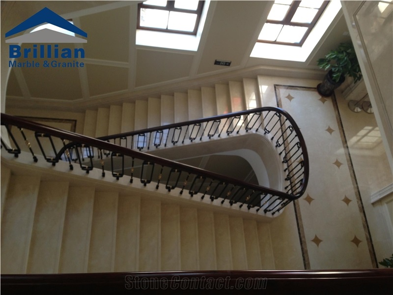 Aran Beige Marble Steps & Staires,Aran White Extra Marble Stair,Bailuan Marble Stair Risers,Magnolia Beige Marble Stairway, Luxury Marble Steps,Indoor Stair Threashold,Stone Stairs & Steps,Stone Rise