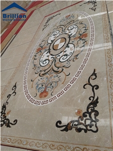 Barroque Beige Marble Pattern,Beige Marble Water Jet Medallion/Water Jet Pattern,Square Marble Water Jet Medallion,China Medallion Manufacturer,Best Quality Floor Pattern,Hotel Lobby Flooring Tile
