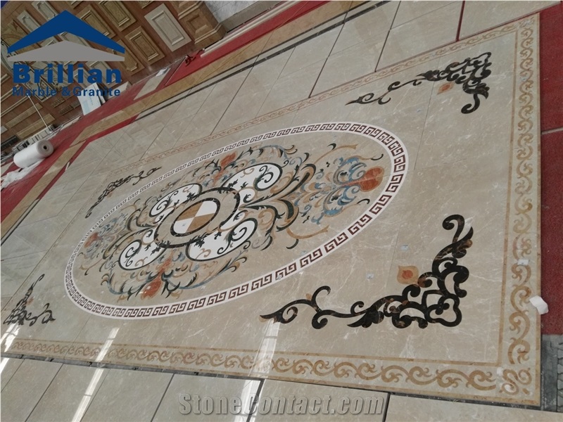 Barroque Beige Marble Pattern,Beige Marble Water Jet Medallion/Water Jet Pattern,Square Marble Water Jet Medallion,China Medallion Manufacturer,Best Quality Floor Pattern,Hotel Lobby Flooring Tile