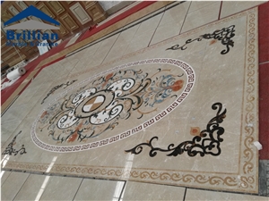 Barroque Beige Marble Pattern,Beige Marble Water Jet Medallion/Water Jet Pattern,Square Marble Water Jet Medallion,China Medallion Manufacturer,Best Quality Floor Pattern,Hotel Lobby Flooring Tile