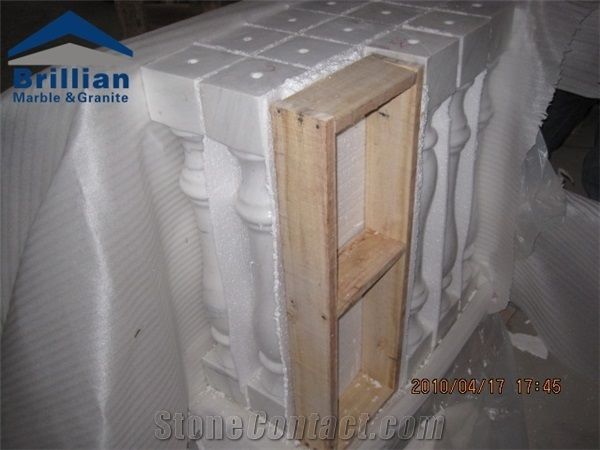 Bianco Carrara White Marble Staircase Rail,White Carrara Marble Balustrades,Bianco White Marble Polished Handrails,Carrara White Raillings,White Stone Balustrade with Post,Marble Kingpost,White Marble