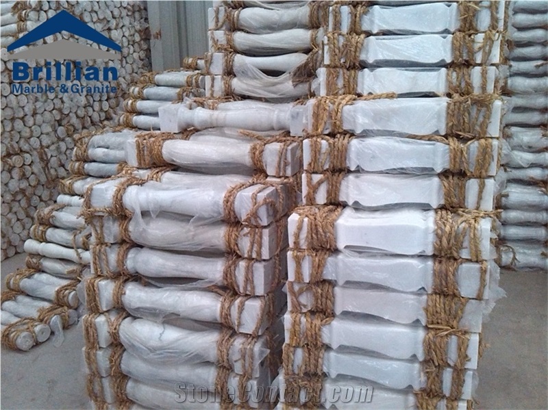 China Guangxi White Marble Raillings,China Popular Cheap Guangxi White Marble with Yellow Lines/Veins Stair Handrail, Baluster, Balustrades, Raildings, Staircase, Natural Building Stone Decoration