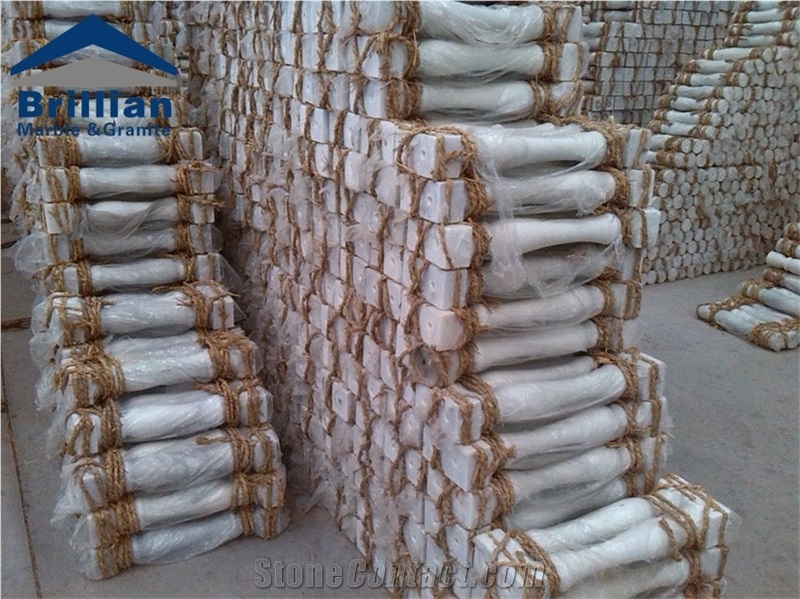 China Guangxi White Marble Raillings,China Popular Cheap Guangxi White Marble with Yellow Lines/Veins Stair Handrail, Baluster, Balustrades, Raildings, Staircase, Natural Building Stone Decoration