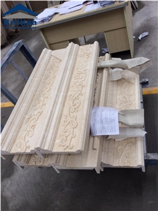 Cream Marfil Marble Wall Relief,Crema Marfil Standard Border Line Carvings,Pacific Marfil Engraving Skirting,Hand Carved Marble Wall Relief,Church Wall Etching,Marble Border Trim Shadow,Embossments