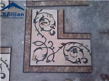 Emperador Light Waterjet Borders,Aran White Matble Waterjet Mouldings,Square New Style Polished Marble Waterject Medallion,Marble Border Pattern,Corner and Line Border Tile,Corner Stone,Waterjet Corne