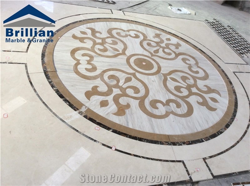 Eurasian Veined Marble Tiles,Eurasian Wooden Marble Waterjet Medallions,Greek Wood Vein Marble Flooring Tiles,White Marble Waterjet Pattern,Round Marble Medallions,Laminated Marble Medallions