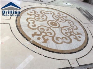 Eurasian Veined Marble Tiles,Eurasian Wooden Marble Waterjet Medallions,Greek Wood Vein Marble Flooring Tiles,White Marble Waterjet Pattern,Round Marble Medallions,Laminated Marble Medallions