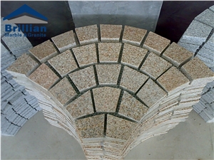 G682 Granite Mosaics,G682 Granite Paving Stones, Sunset Gold Granite Cubestones,Granite Net Mosacs,G682 Cobble Stone,10*10 Granite Pavers,Fan Shaped Mosaics,Red Granite Mosaics,Walk Way Mosaic Pavers