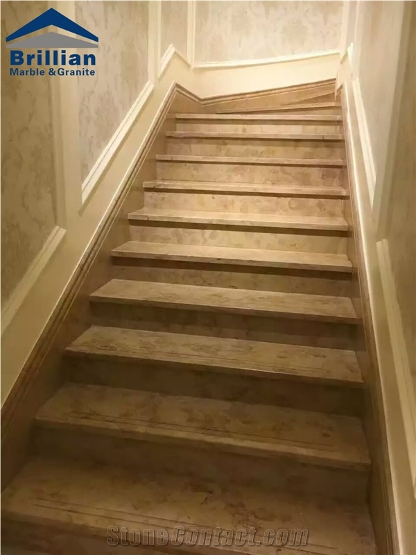 Golden Rose Marble Steps & Stairs,Golden Siena Marble Risers,Bilecik Beige Marble Steps,Polished Marble Stepping Stone,Bevelled Marble Staircases,Hotel Marble Stairway ,Stairecase,Luxury Marble Steps,