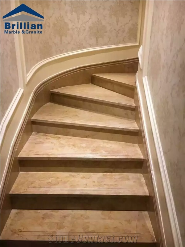 Golden Rose Marble Steps & Stairs,Golden Siena Marble Risers,Bilecik Beige Marble Steps,Polished Marble Stepping Stone,Bevelled Marble Staircases,Hotel Marble Stairway ,Stairecase,Luxury Marble Steps,