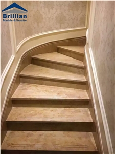 Golden Rose Marble Steps & Stairs,Golden Siena Marble Risers,Bilecik Beige Marble Steps,Polished Marble Stepping Stone,Bevelled Marble Staircases,Hotel Marble Stairway ,Stairecase,Luxury Marble Steps,