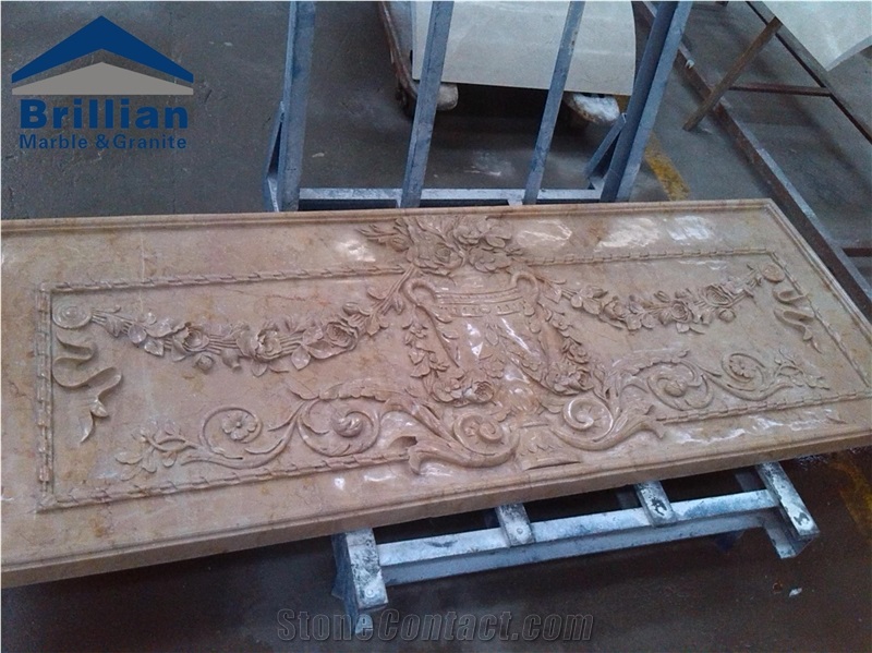 Golden Rose Marble Wall Reliefs,Polished Marble Engravings,Beige Marble Wall Etching Carving,Natural Stone Laser Engraving,Bali Stone Man Made Engravings Relief Design,Wall Carvings,Europe Relief