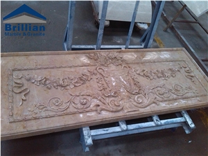 Golden Rose Marble Wall Reliefs,Polished Marble Engravings,Beige Marble Wall Etching Carving,Natural Stone Laser Engraving,Bali Stone Man Made Engravings Relief Design,Wall Carvings,Europe Relief