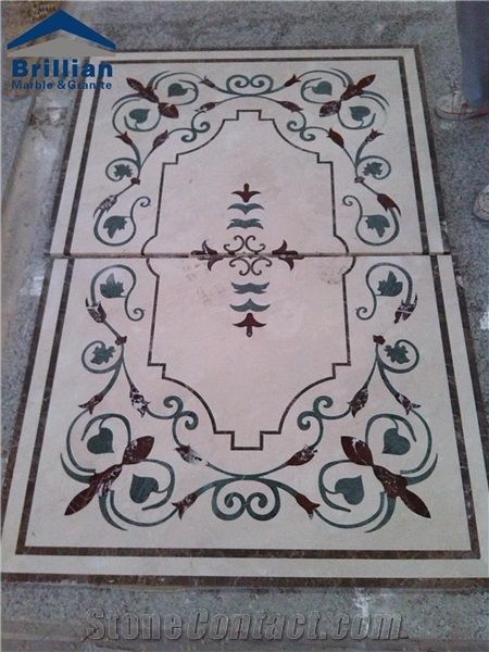 Marble Water Jet Pattern for Hotel Hall and Lobby,Aisle Water-Jet Patterns,Passageway Marble Medallions,Corridor Square Medallions,Lobby Floor Tiles,Terrazo Floor,Terrazzo Finishing,High End Medallion