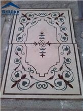 Marble Water Jet Pattern for Hotel Hall and Lobby,Aisle Water-Jet Patterns,Passageway Marble Medallions,Corridor Square Medallions,Lobby Floor Tiles,Terrazo Floor,Terrazzo Finishing,High End Medallion