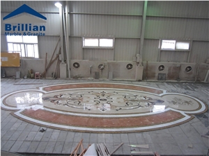 Ottoman Beige Marble Laminated Tiles,Ultraman Beige Marble Medallions,Beige Marble Flooring Tiles,Waterjet Laminated Tiles,Beige & Red Marble Laminated Panels,Laminated Watejet Patterns,Hotel Tiles