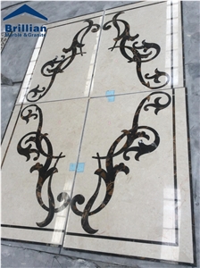 Ottoman Beige Marble Waterjet Medallions,Hotel Marble Flooring Tiles,Lobby Marble Medallions,Beige & Black Marble Medallions,Square Medallions,Laminated Marble Medallions,Ultraman Beige Marble Patter