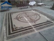 Ottoman Beige Water-Jet Medallions,Thin Laminated Water-Jet Medallions,1cm Marble Medalions,Marble Inlayed Medallion,Emperador Dark Marble Medallions,Carpet Medallions,Mosaic Medallions,Marble Mosaics
