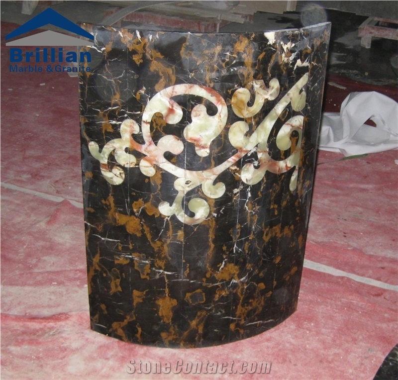 Portoro Gold Marble Colum,Marble Arc Colum,Honyx Inlayed Marble Colum,Golden Portoro Colum,Nero Portoro,Black and Gold Marble Arc Tiles for Colums,Corinthian Column